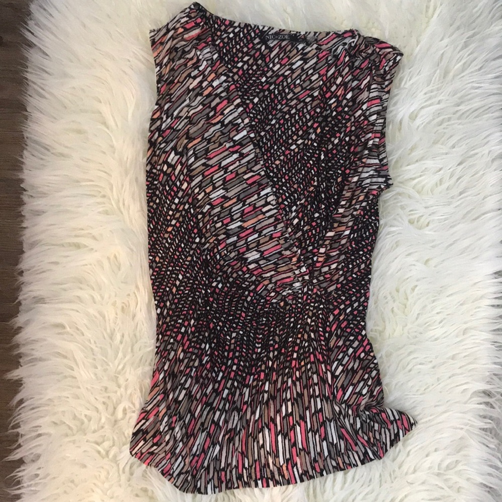 Nic and Zoe Coral Peach Pattern Wrap Tank Top